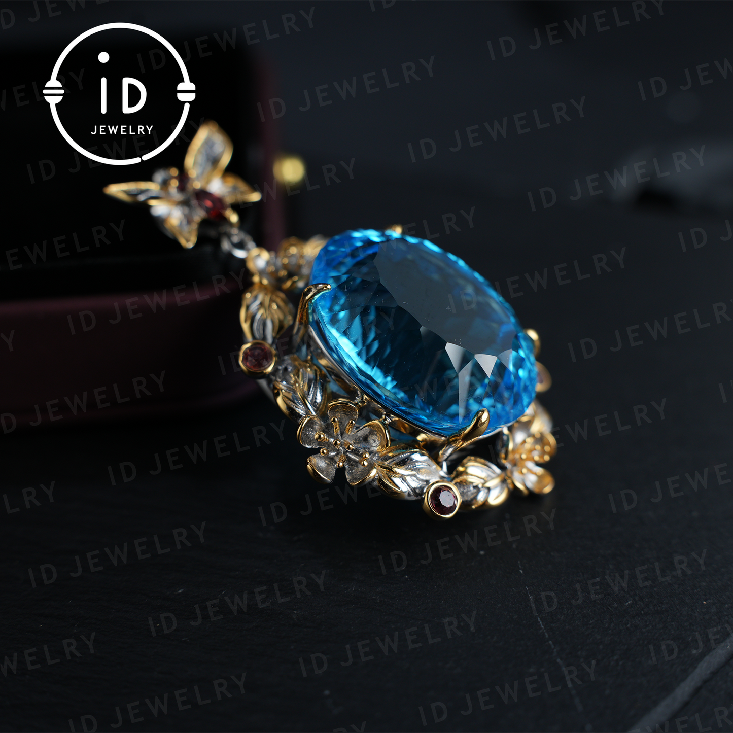 Mystic Blue Topaz Pendant| Handmade Jewelry| Baroque Style| 18K Gold Plated Silver| Luxury Statement Pendant| Fantasy Gift| Gemstone Jewelry
