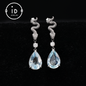 925 Sterling Silver Snake Drop Earrings with Aquamarine Crystal – Myth-Inspired Serpent Jewelry for Healing, Protection & Emotional Clarity