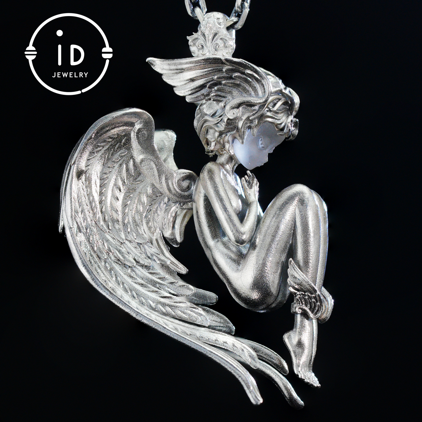 Handmade Angel Figurine Pendants | Gothic Sculpture with Wings | Clear Quartz | Mystical Guardian