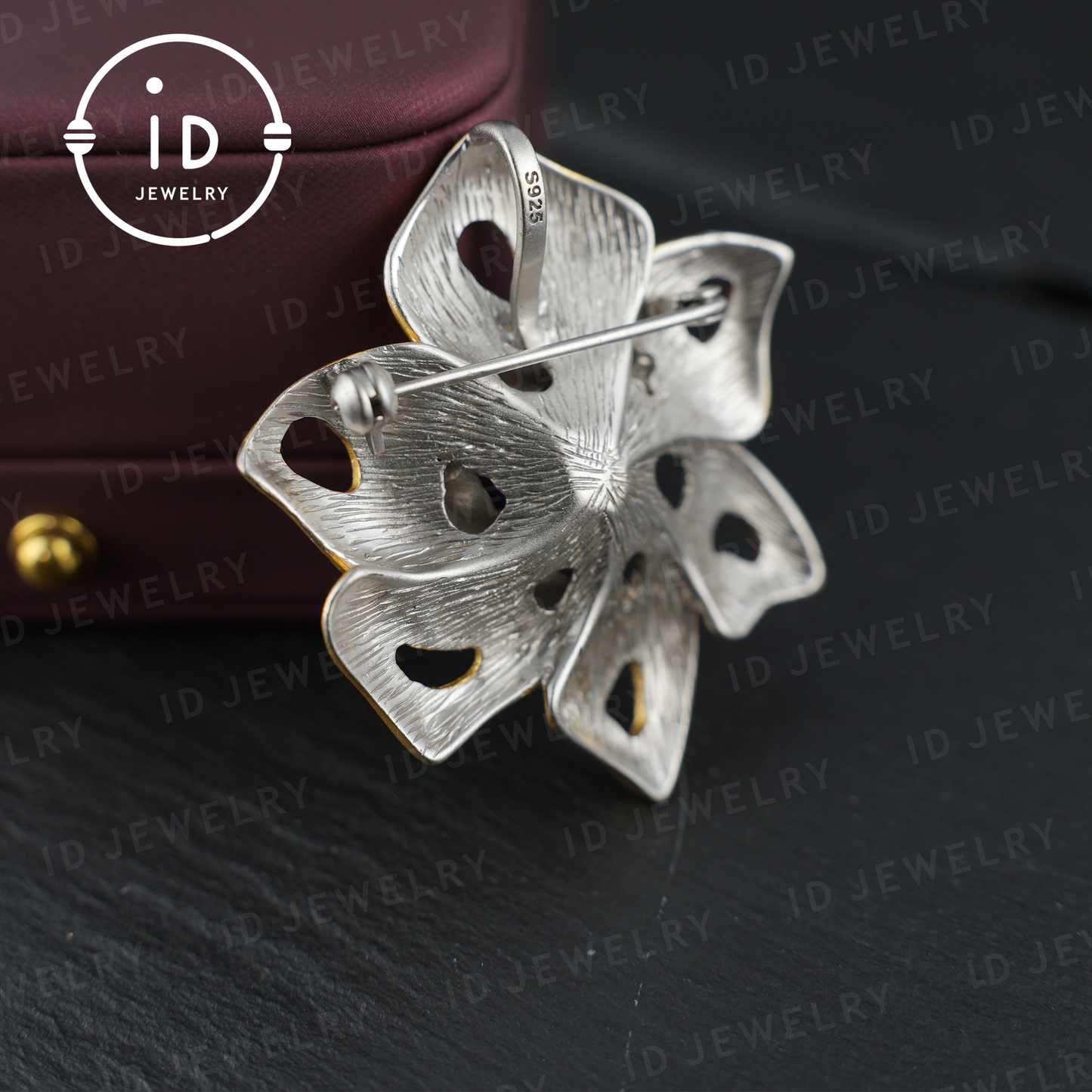 Floral Amethyst Brooch| Vintage Gemstone Jewelry| Handmade Gold-Plated Pendant| Artistic Brooch| Elegant Gift for Women