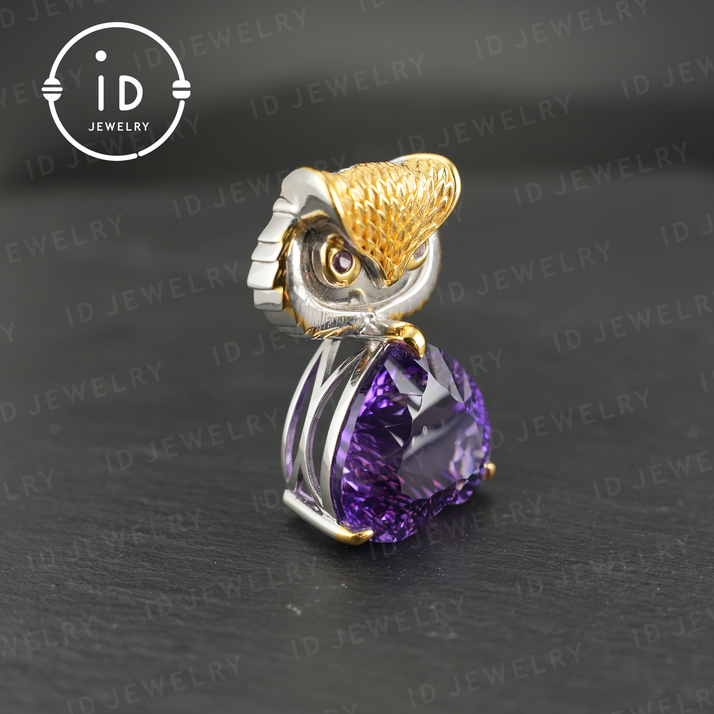 Owl Pendant Necklace| Amethyst Jewelry| Vintage Animal Pendant| Sterling Silver Necklace| Handmade Jewelry| Gift for Women| Mystic Jewelry