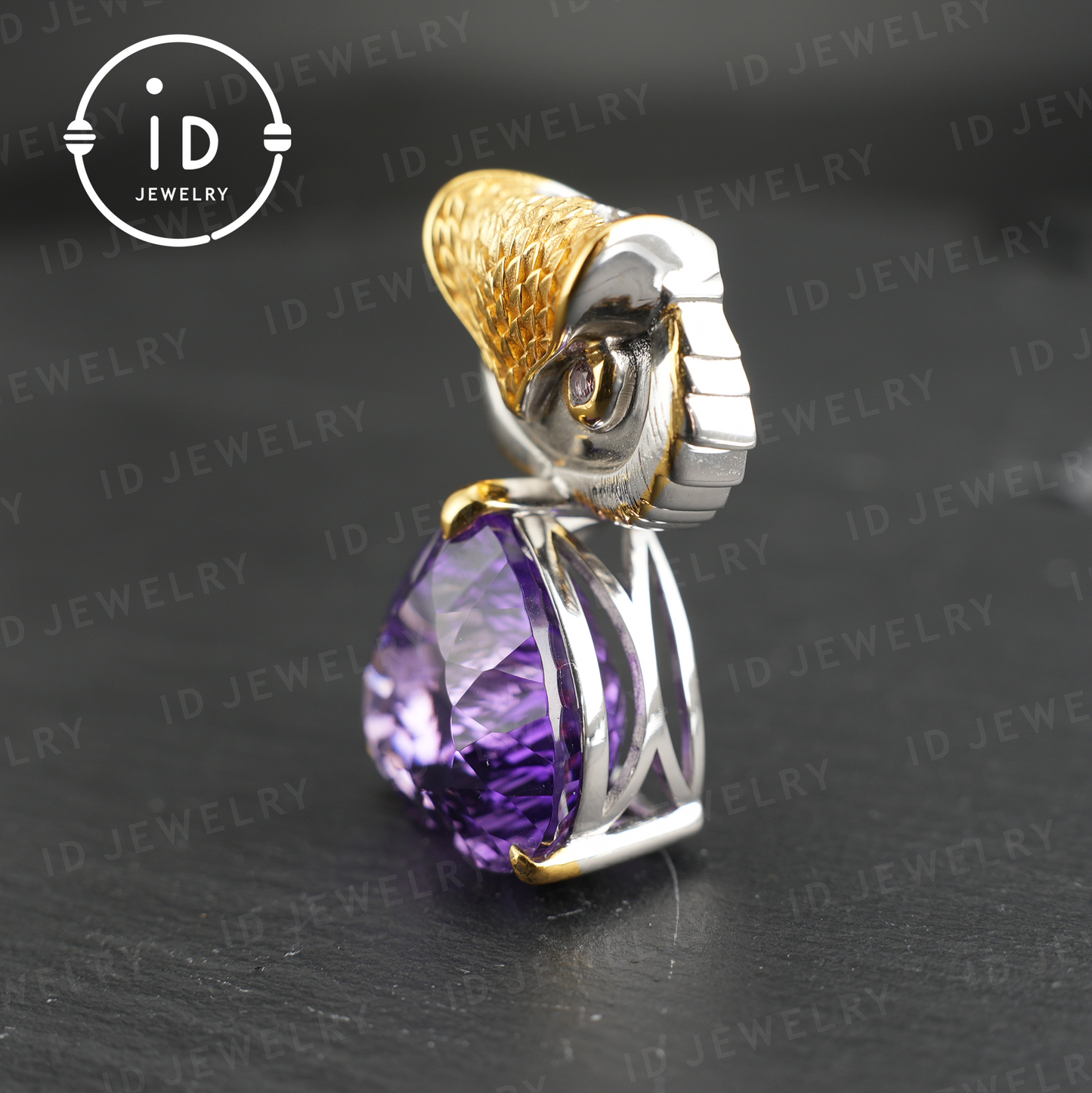 Owl Pendant Necklace| Amethyst Jewelry| Vintage Animal Pendant| Sterling Silver Necklace| Handmade Jewelry| Gift for Women| Mystic Jewelry