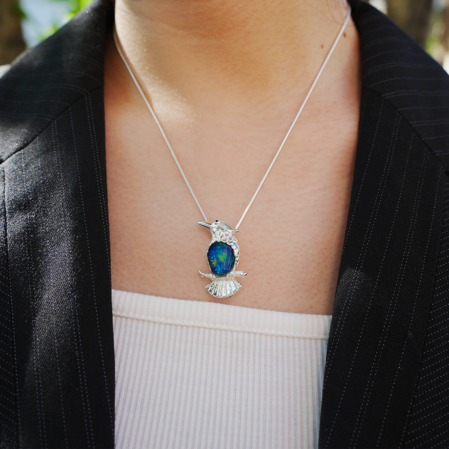 925 Silver Bird Pendant Brooch | Enamel Celestial Jewelry | Nature Gift for Her