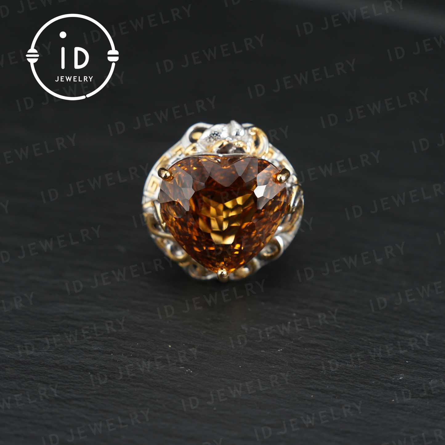 Heart-Shaped Yellow Citrine Ring| Vintage Statement Ring| Luxury Gemstone Jewelry| Engagement Ring| Handmade Gift for Her