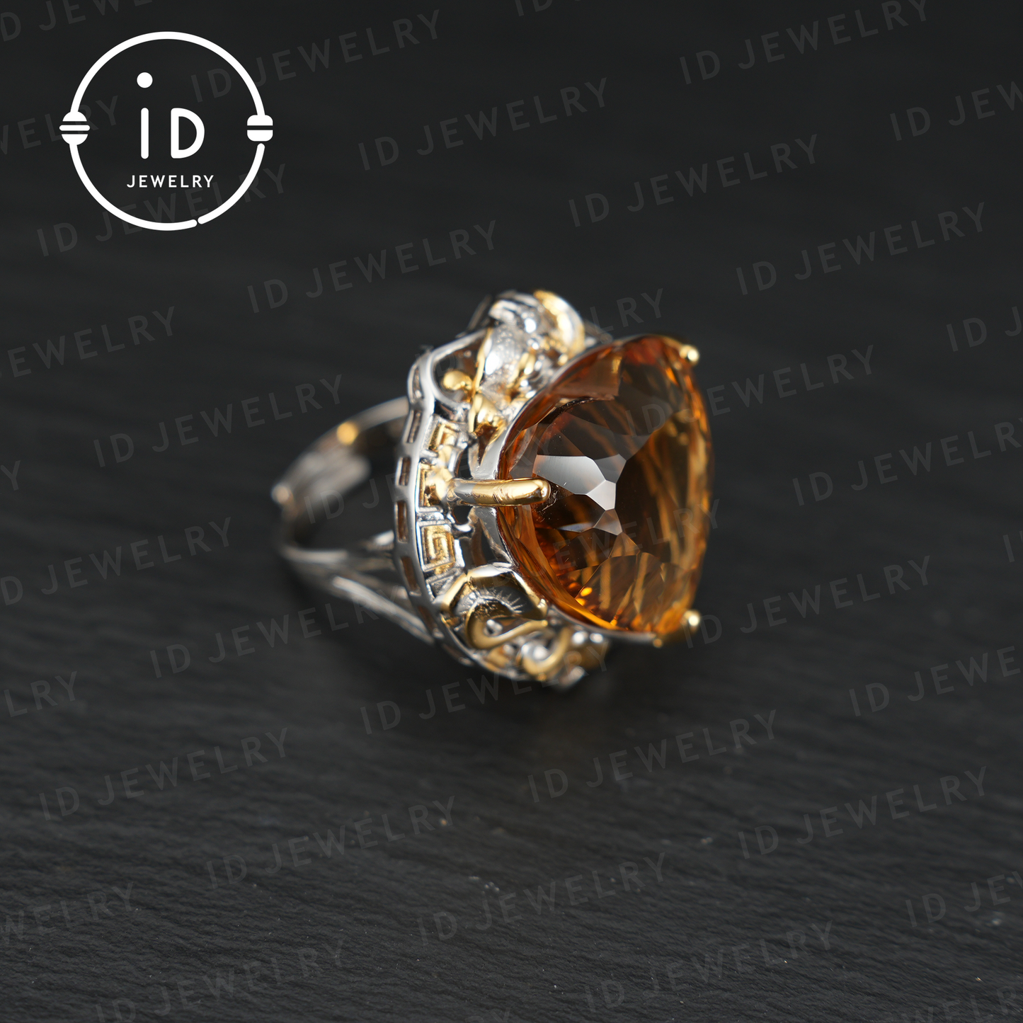 Heart-Shaped Yellow Citrine Ring| Vintage Statement Ring| Luxury Gemstone Jewelry| Engagement Ring| Handmade Gift for Her