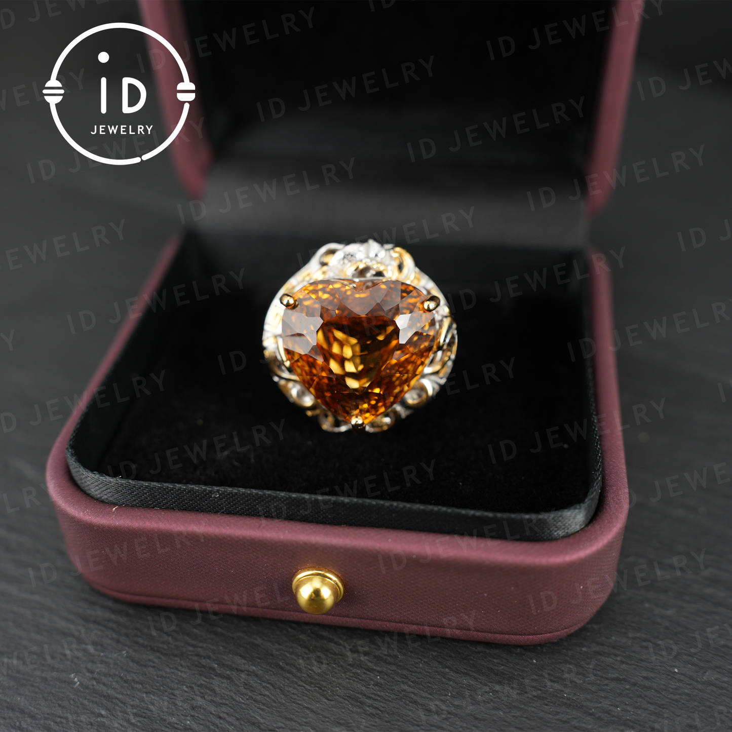 Heart-Shaped Yellow Citrine Ring| Vintage Statement Ring| Luxury Gemstone Jewelry| Engagement Ring| Handmade Gift for Her