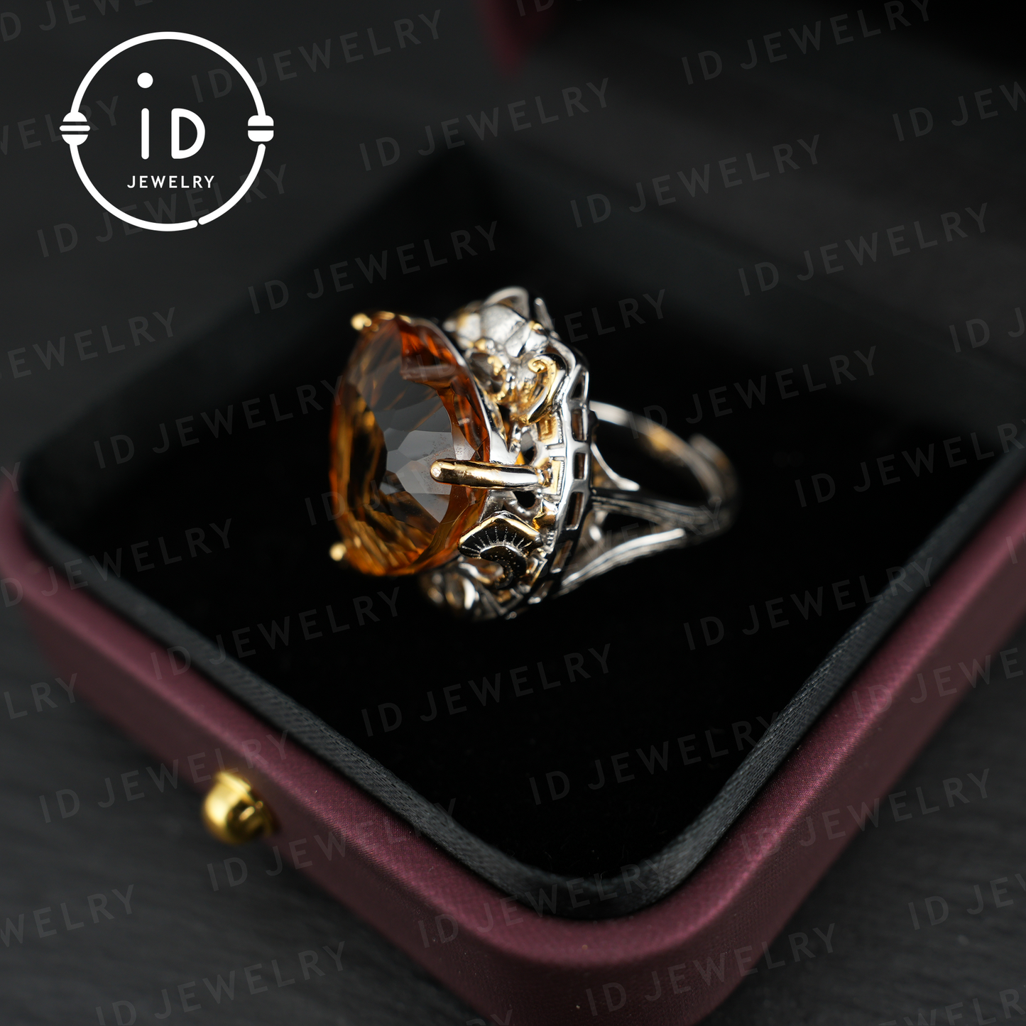 Heart-Shaped Yellow Citrine Ring| Vintage Statement Ring| Luxury Gemstone Jewelry| Engagement Ring| Handmade Gift for Her