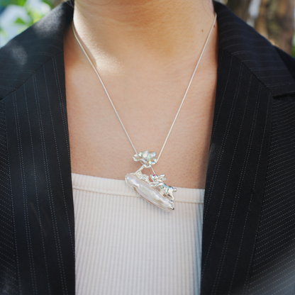 925 Silver Rabbit Brooch Pendant | Baroque Pearl Jewelry | Handmade Gift for Women | Symbol of Wishes & Protection