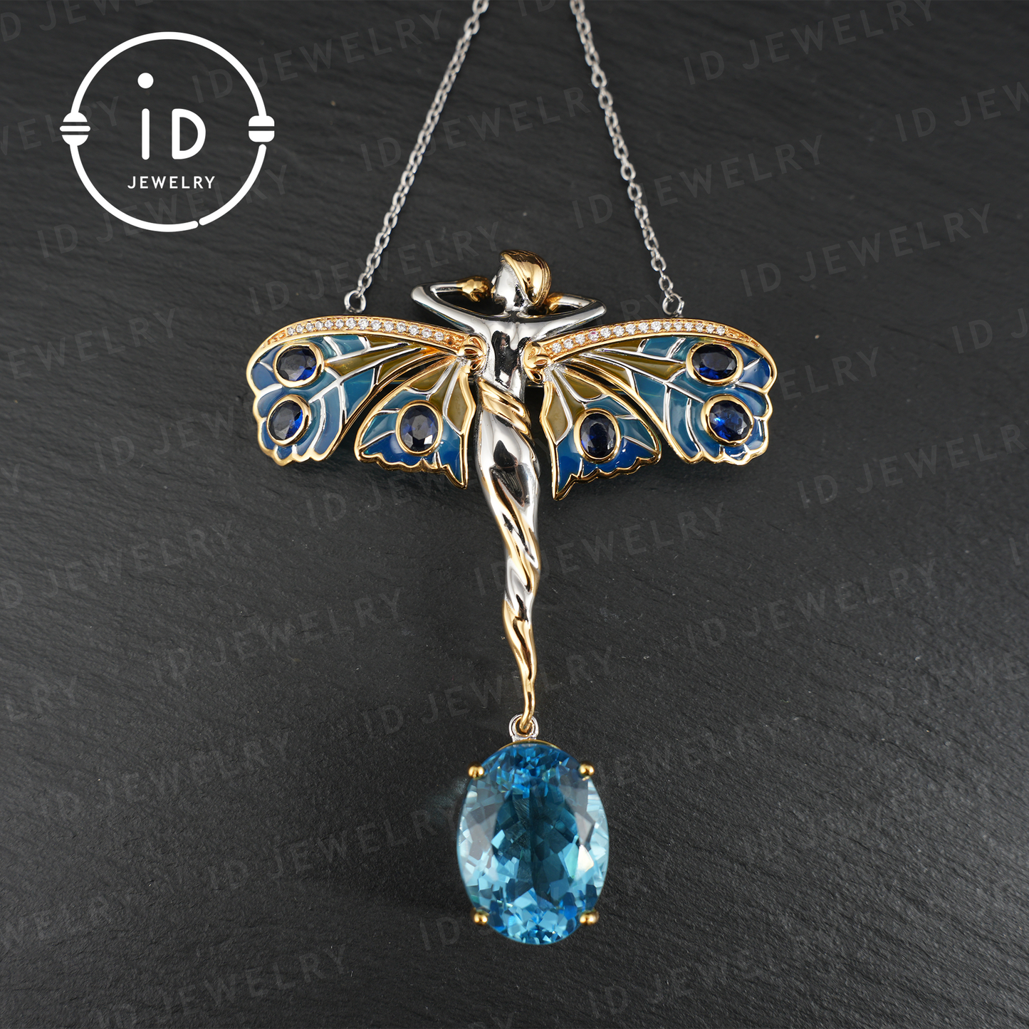 Magical Fairy Necklace| Natural Topaz Pendant| Gold-Plated Brooch| Handmade Vintage Jewelry| Unique Gift for Women