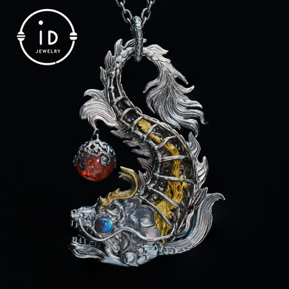 925 silver pendant with labradorite and sunstone,handcrafted talisman necklace,gift for men Christmas birthday