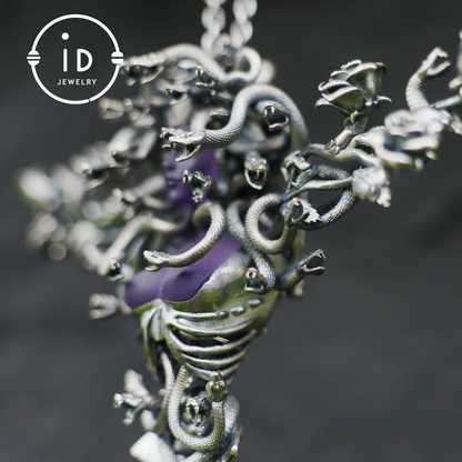 2-in-1 Medusa Pendant Brooch｜Handcrafted Gothic Jewelry with Amethyst｜Symbol of Feminine Awakening & Protection｜Myth-Inspired Gift for Her