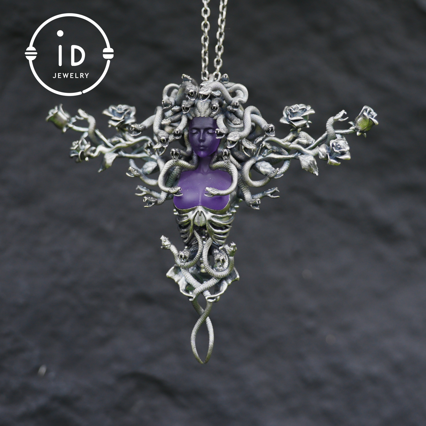 2-in-1 Medusa Pendant Brooch｜Handcrafted Gothic Jewelry with Amethyst｜Symbol of Feminine Awakening & Protection｜Myth-Inspired Gift for Her