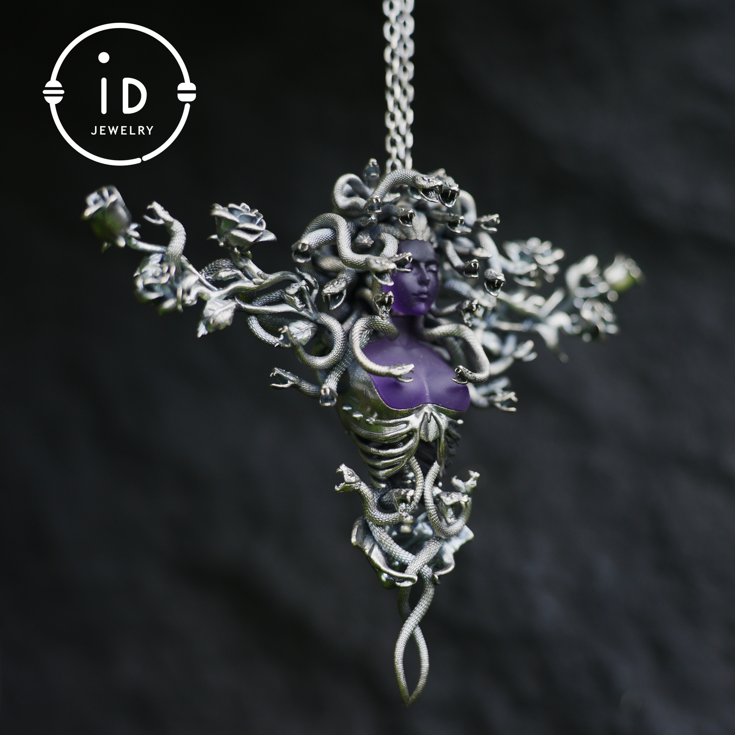 2-in-1 Medusa Pendant Brooch｜Handcrafted Gothic Jewelry with Amethyst｜Symbol of Feminine Awakening & Protection｜Myth-Inspired Gift for Her
