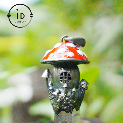 Fairy Tale Mushroom House Necklace Inspired by Childhood Dreams | Handmade Crystal Fairy Pendant Full of Memories & Imagination