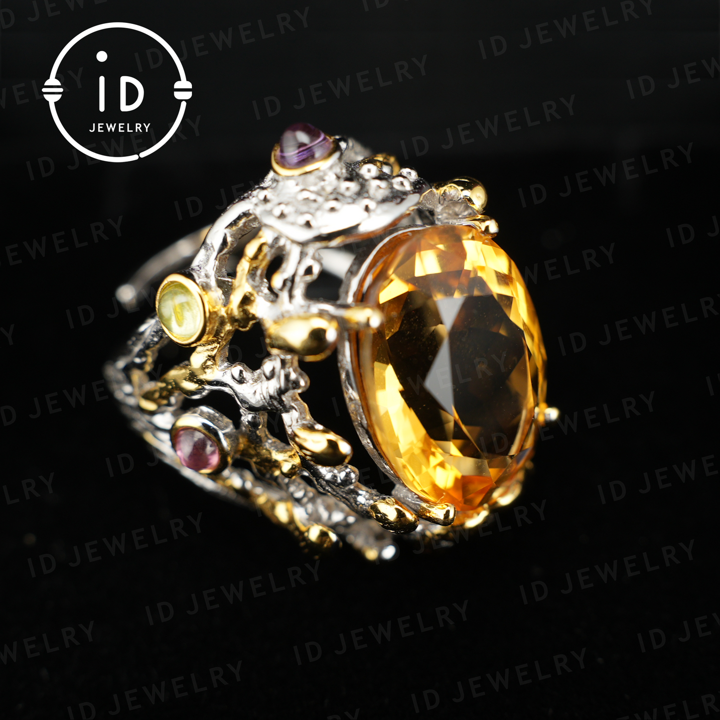 Natural Citrine Ring| Vintage Boho Gemstone Ring| Handmade Jewelry| Luxury Statement Ring| Artistic Design| Gift for Her