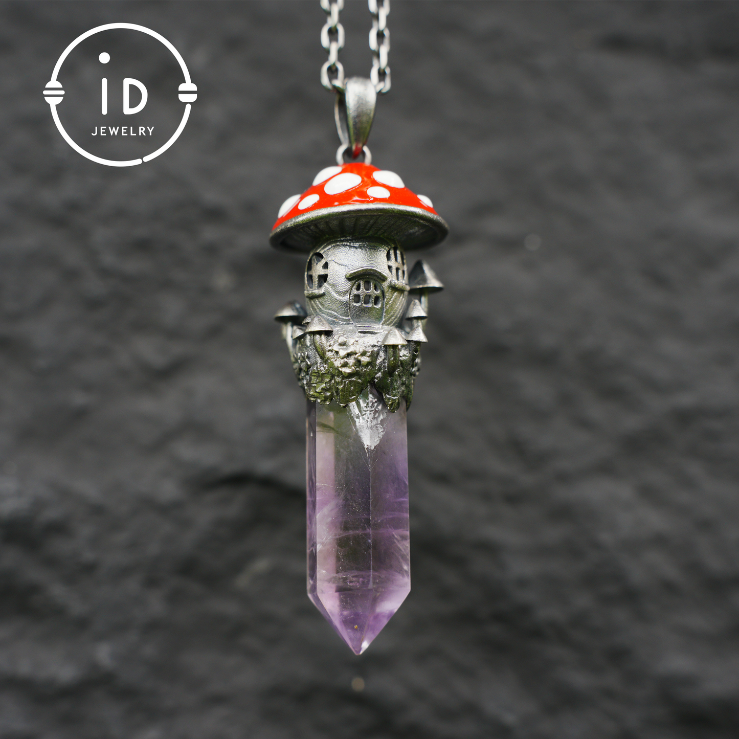 Fairy Tale Mushroom House Necklace Inspired by Childhood Dreams | Handmade Crystal Fairy Pendant Full of Memories & Imagination