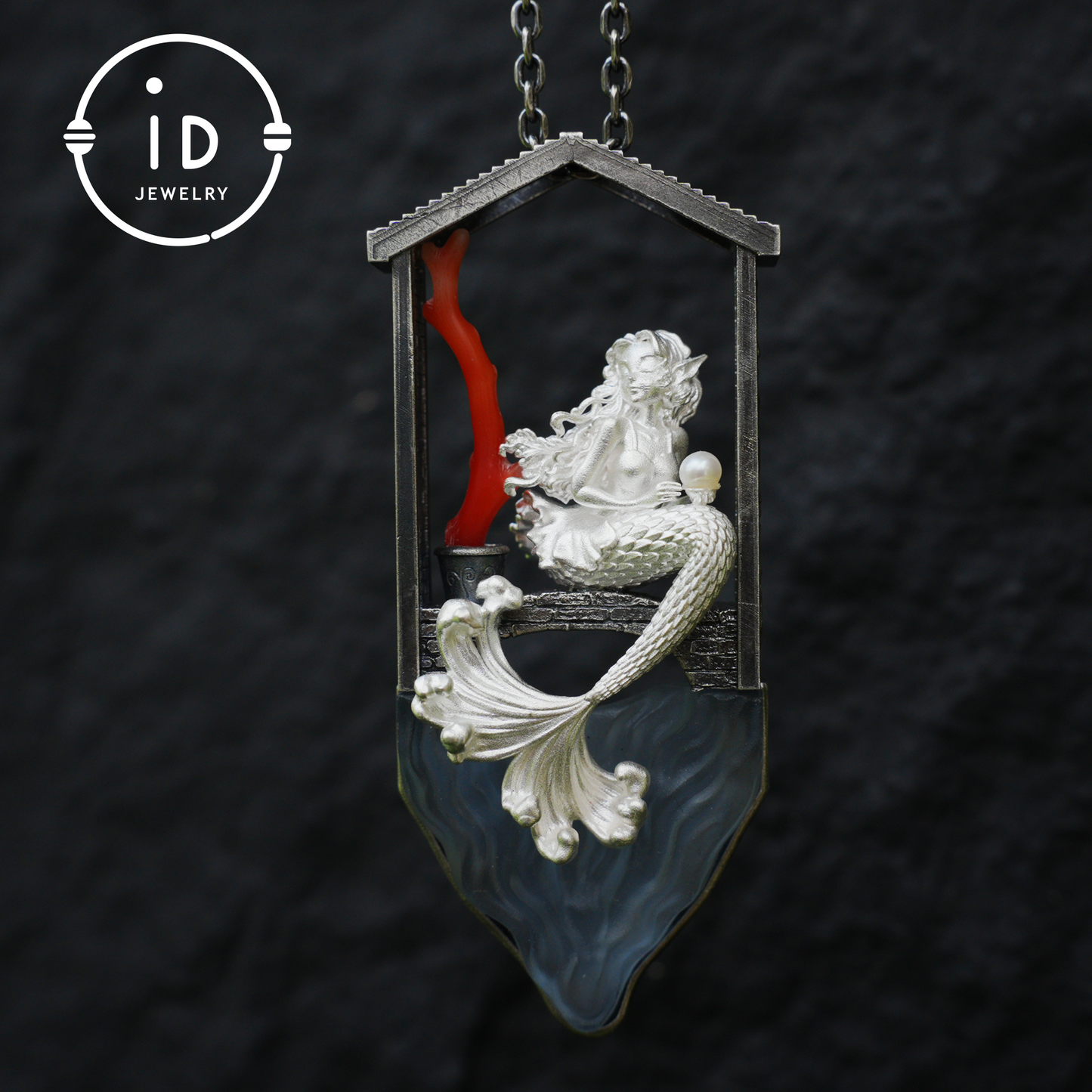 Handcrafted Mermaid Pendant Necklace with Pearl & Coral | Sterling Silver Ocean Fairy Jewelry | Mythical Sea Spirit Gift for Her