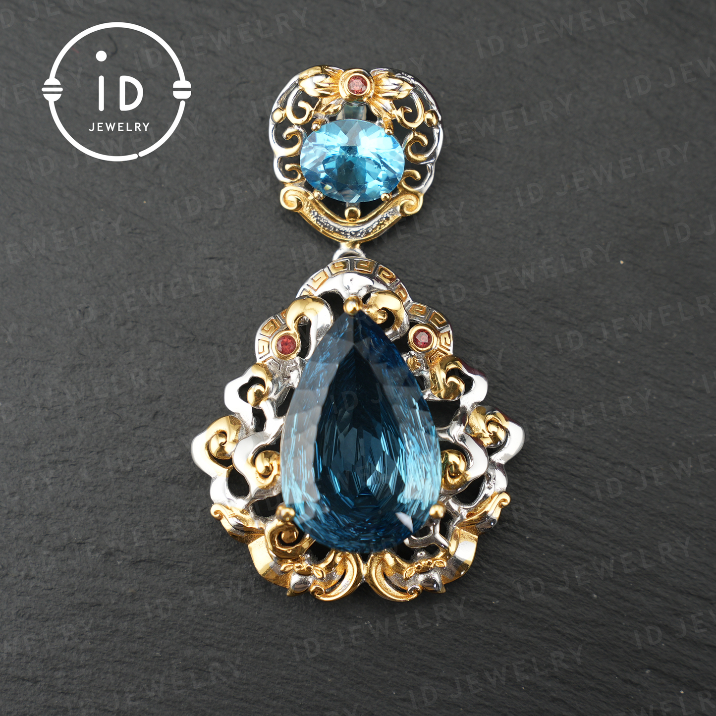 Elegant Vintage Pendant with London Blue Topaz| Handmade Gemstone Jewelry| Unique Gift for Women