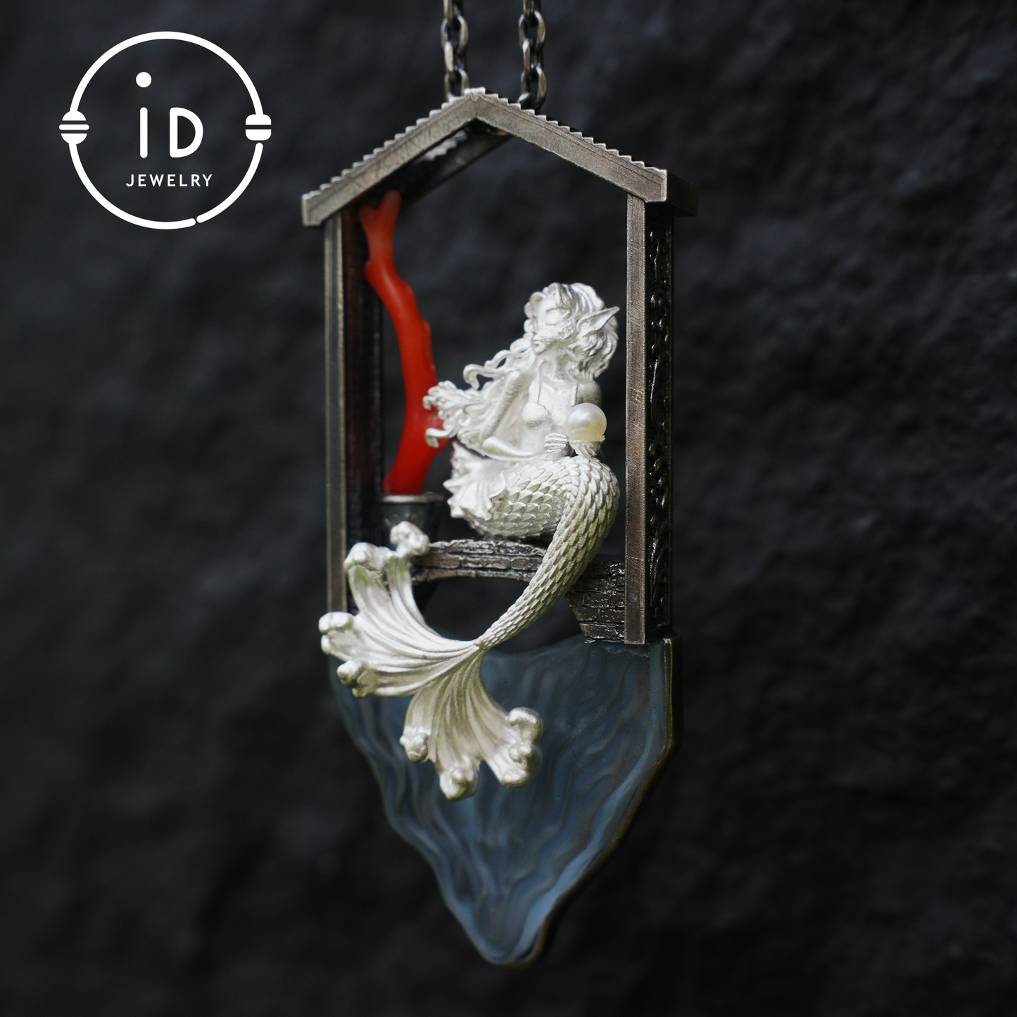 Handcrafted Mermaid Pendant Necklace with Pearl & Coral | Sterling Silver Ocean Fairy Jewelry | Mythical Sea Spirit Gift for Her