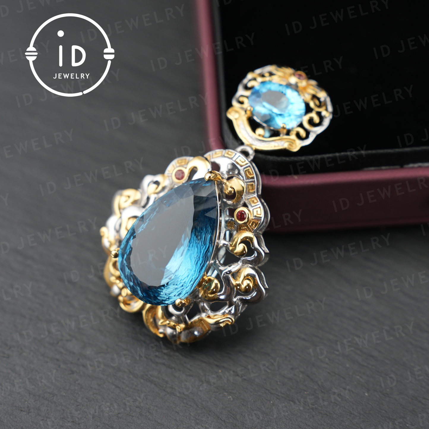 Elegant Vintage Pendant with London Blue Topaz| Handmade Gemstone Jewelry| Unique Gift for Women