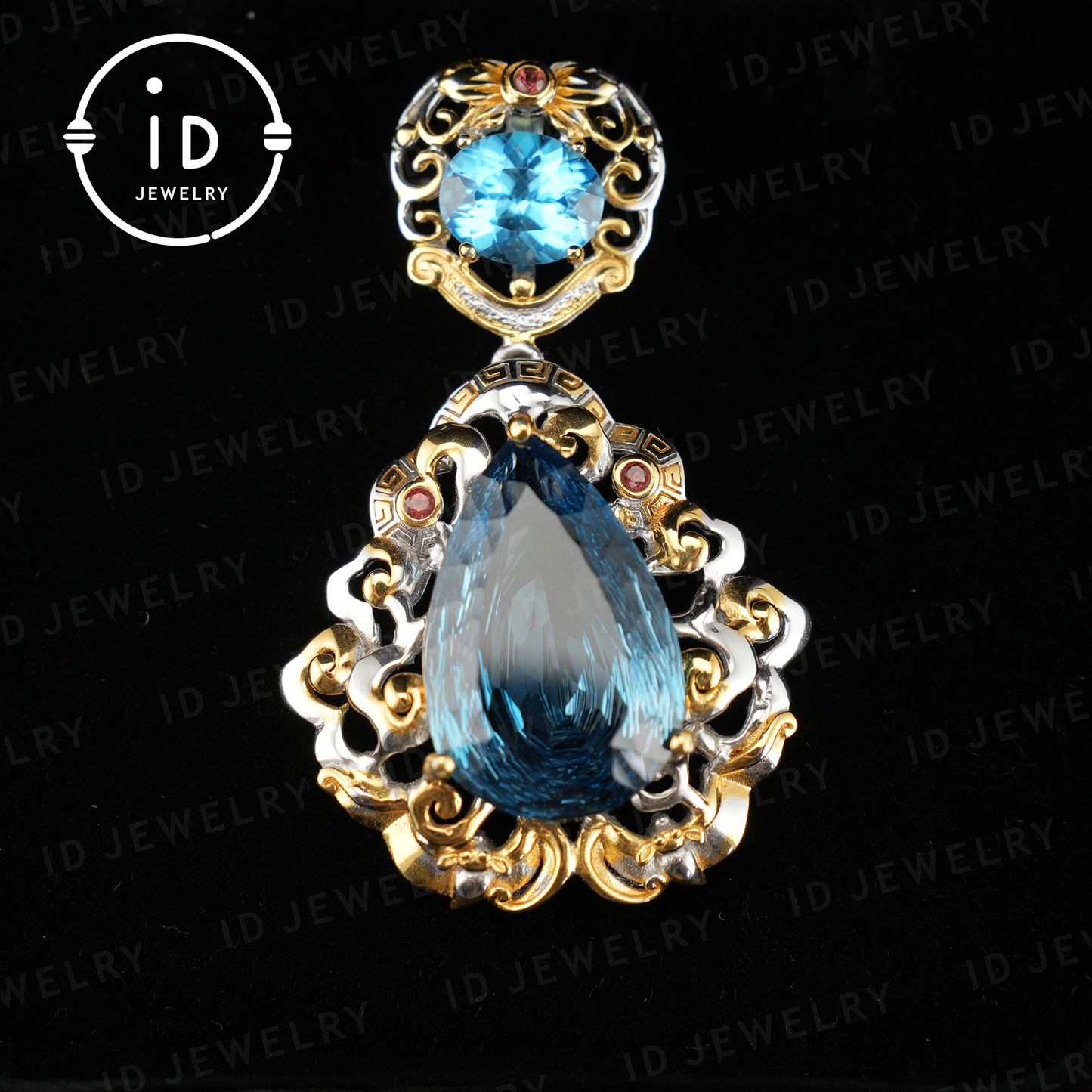 Elegant Vintage Pendant with London Blue Topaz| Handmade Gemstone Jewelry| Unique Gift for Women
