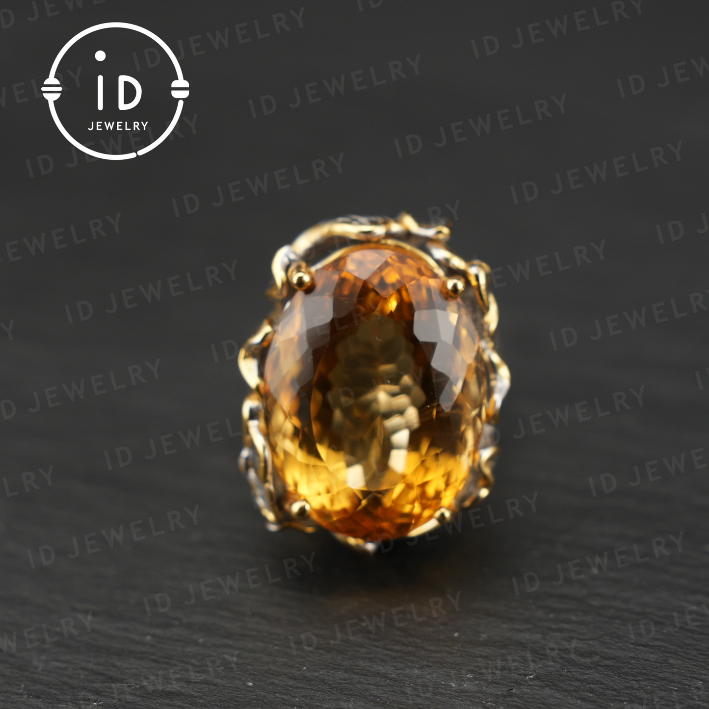 Floral Citrine Ring| Vintage Boho Gemstone Ring| Handmade Jewelry| Gold-Plated Statement Ring| Artistic Design| Gift for Her