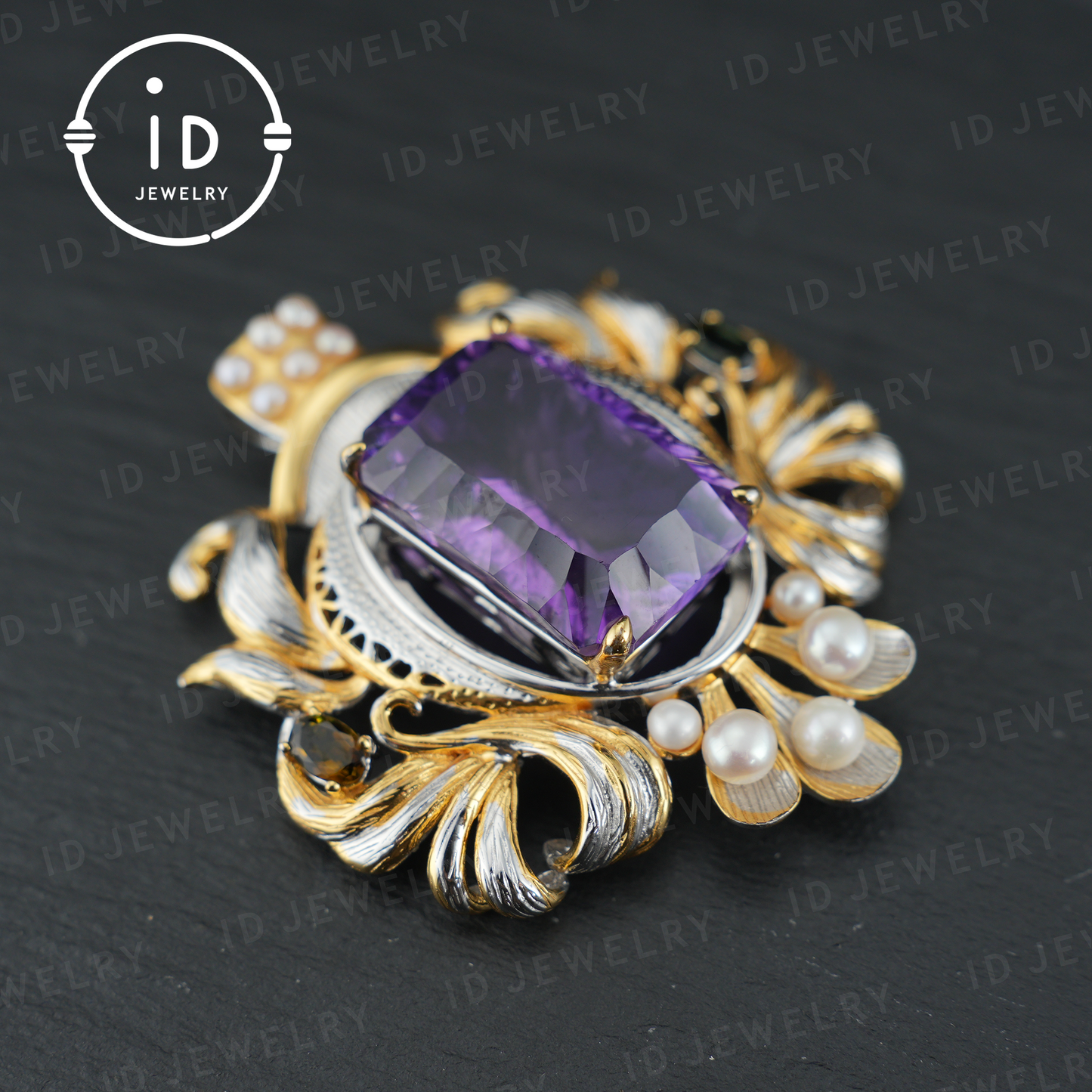 Antique Amethyst Pendant| Baroque Jewelry| Vintage Necklace| Handmade Silver Gold-Plated| Luxury Gemstone Pendant| Women’s Gift| Art Deco