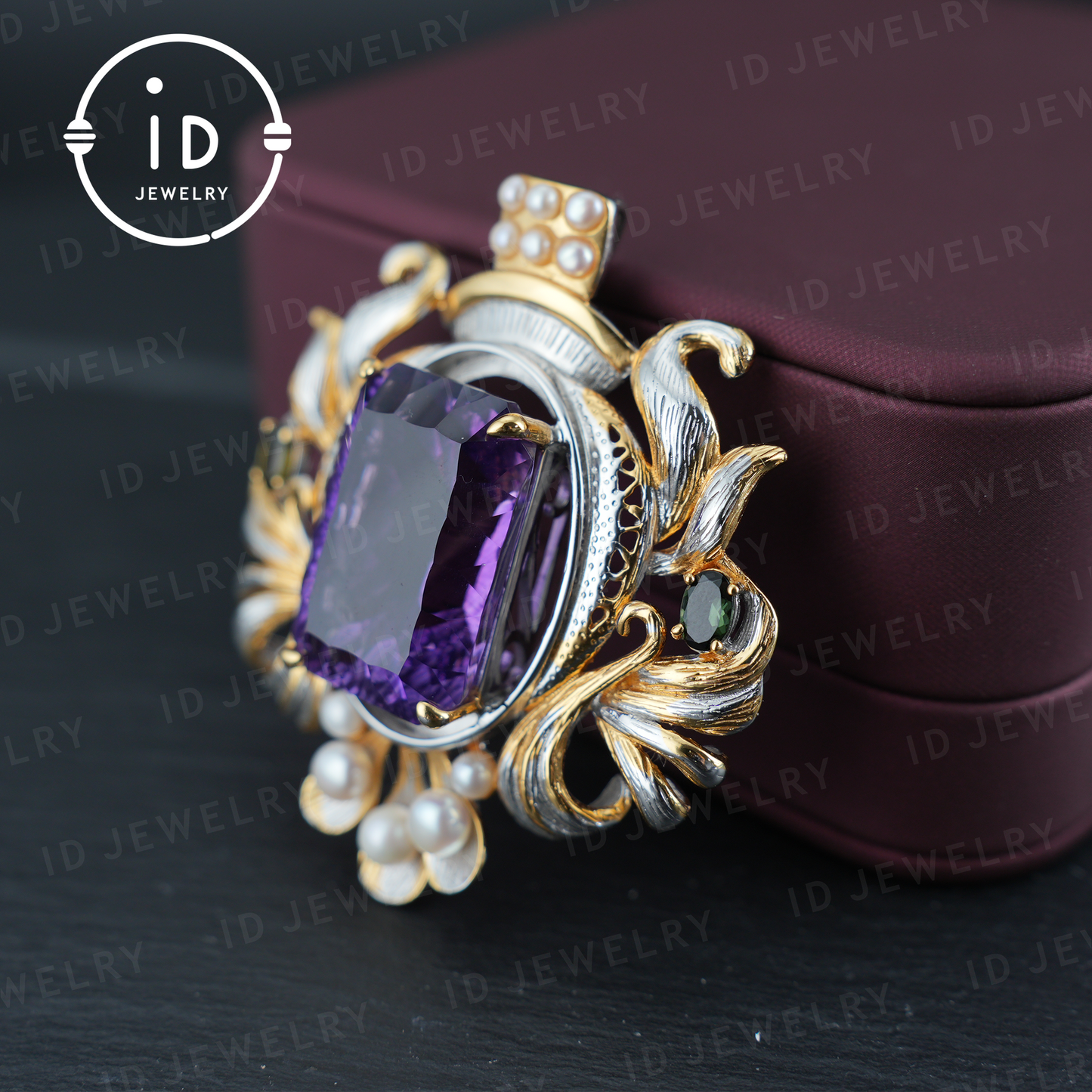 Antique Amethyst Pendant| Baroque Jewelry| Vintage Necklace| Handmade Silver Gold-Plated| Luxury Gemstone Pendant| Women’s Gift| Art Deco
