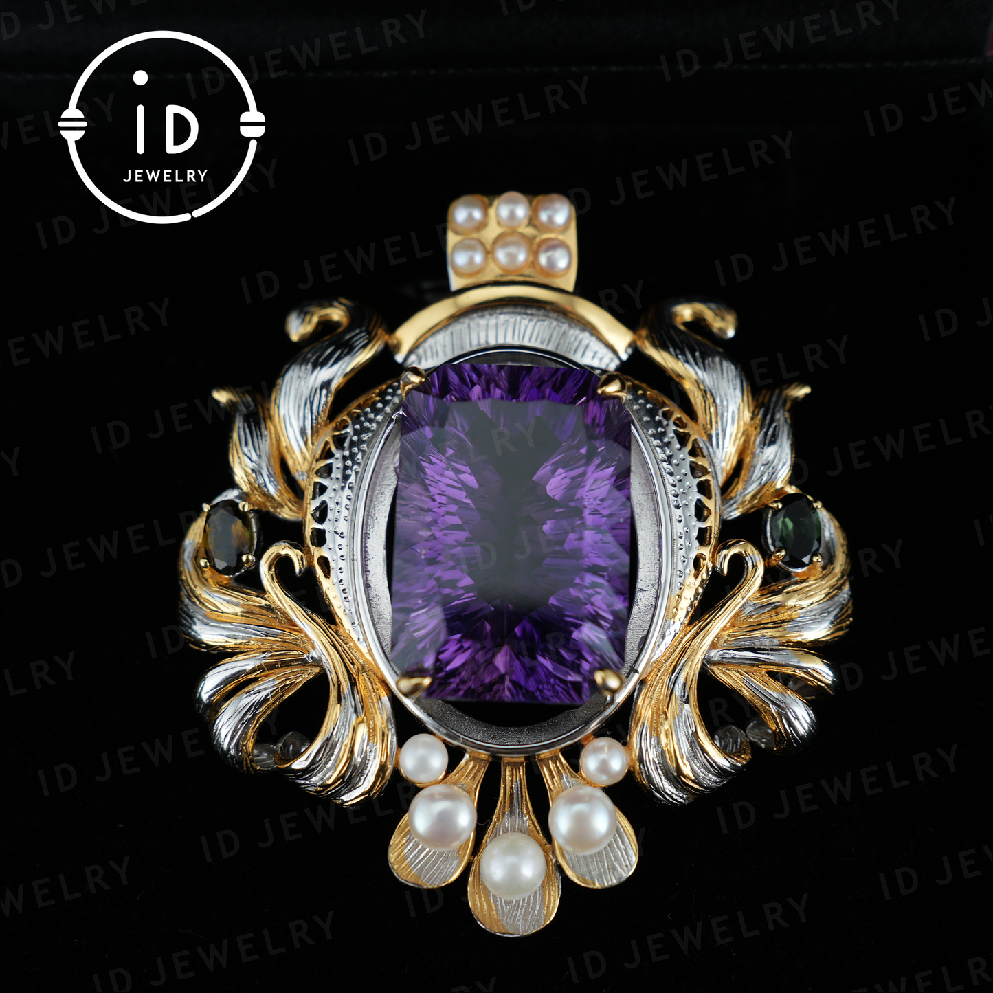 Antique Amethyst Pendant| Baroque Jewelry| Vintage Necklace| Handmade Silver Gold-Plated| Luxury Gemstone Pendant| Women’s Gift| Art Deco