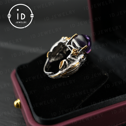 Mystical Amethyst Claw Ring| Handmade Gothic Jewelry| Natural Amethyst| Unique Silver Fantasy Ring| Gift for Her| Statement Ring