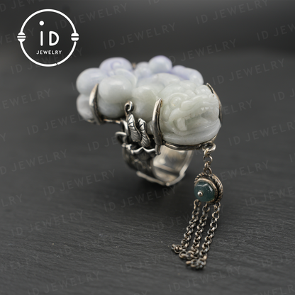 Handmade Jadeite Ring| Mystical Protection Jewelry| Artistic Gemstone Ring| Brave troops-Inspired| Symbol of Fortune
