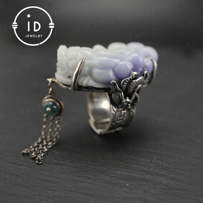 Handmade Jadeite Ring| Mystical Protection Jewelry| Artistic Gemstone Ring| Brave troops-Inspired| Symbol of Fortune