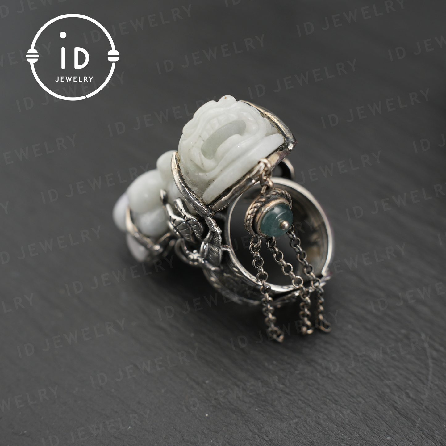 Handmade Jadeite Ring| Mystical Protection Jewelry| Artistic Gemstone Ring| Brave troops-Inspired| Symbol of Fortune