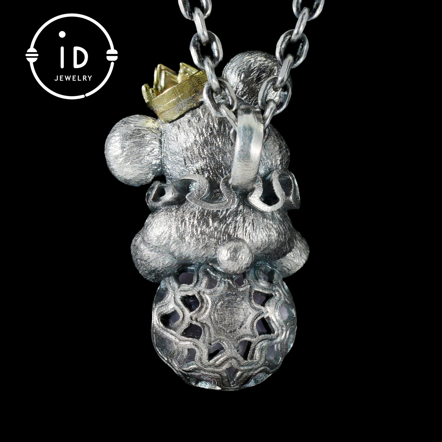 Mouse Pendant with Rose Quartz Cabochon, Handmade Animal Jewelry, Gift for Women Birthday Christmas