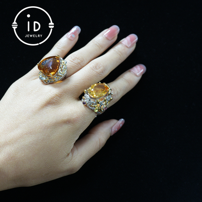 Natural Citrine Ring| Vintage Boho Gemstone Ring| Handmade Jewelry| Luxury Statement Ring| Artistic Design| Gift for Her