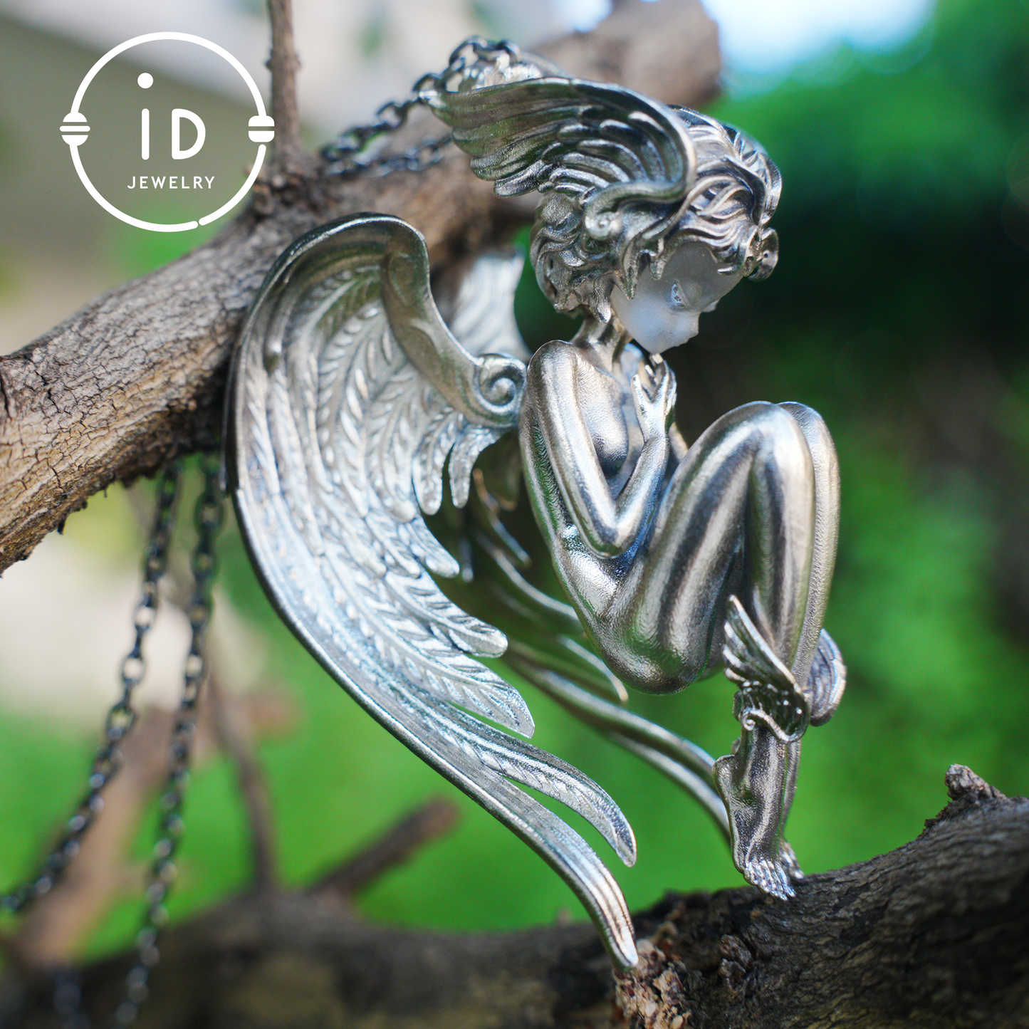 Handmade Angel Figurine Pendants | Gothic Sculpture with Wings | Clear Quartz | Mystical Guardian