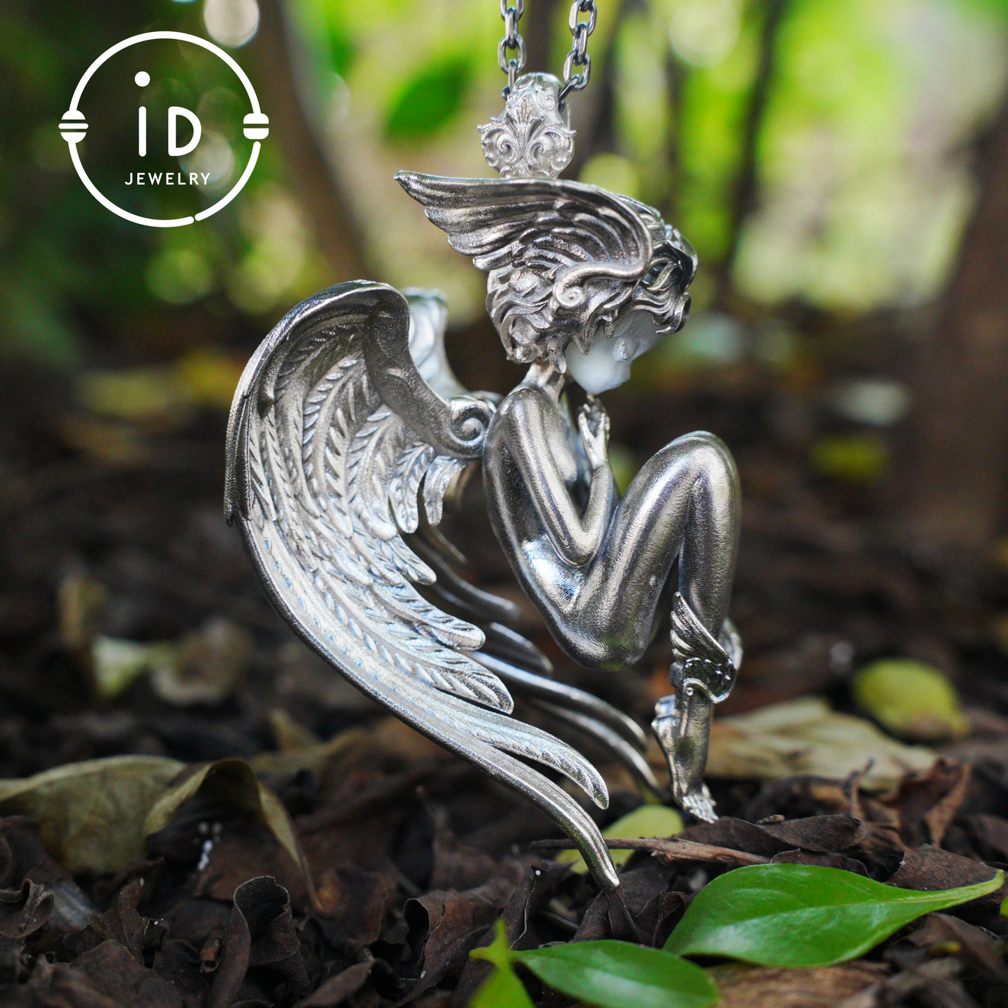 Handmade Angel Figurine Pendants | Gothic Sculpture with Wings | Clear Quartz | Mystical Guardian