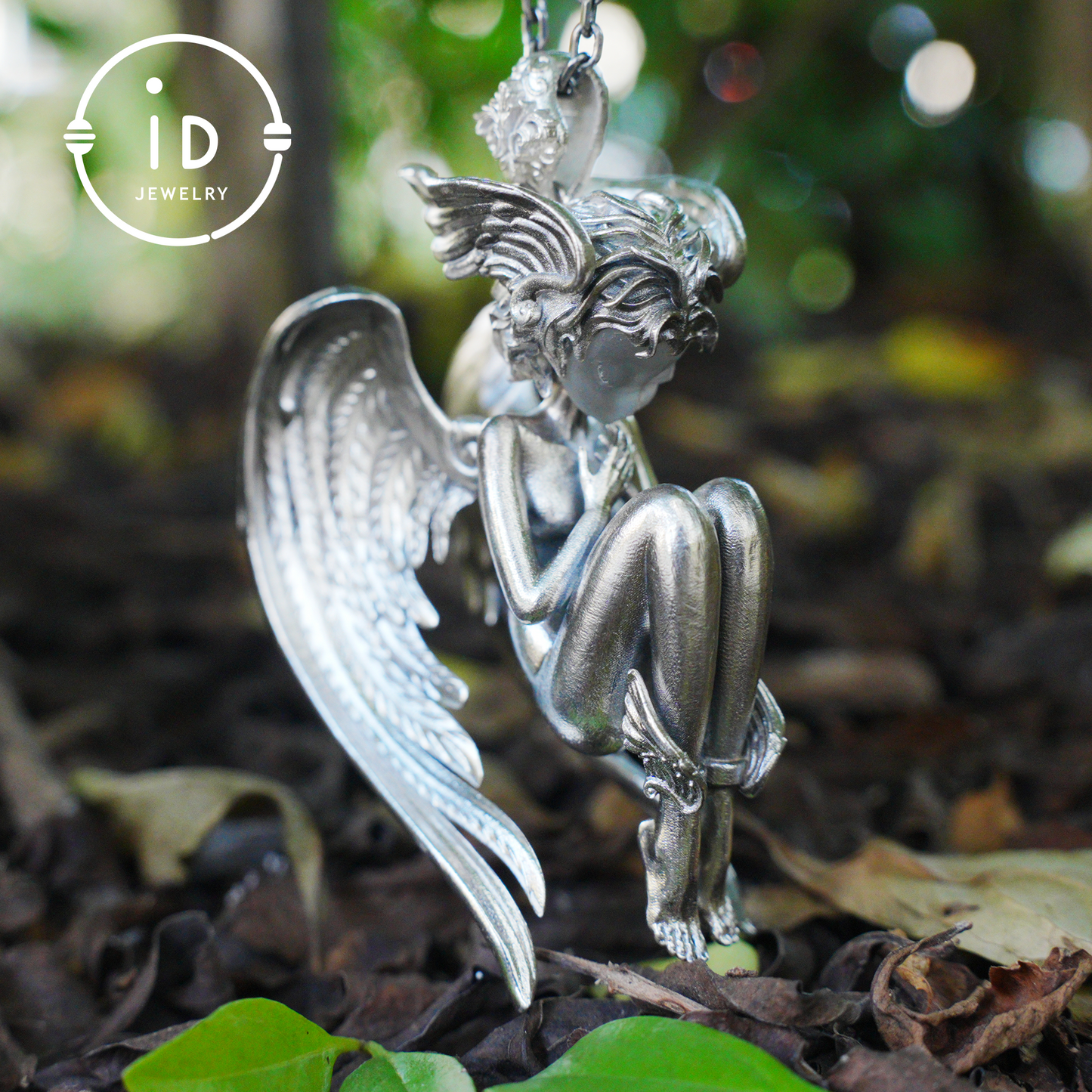 Handmade Angel Figurine Pendants | Gothic Sculpture with Wings | Clear Quartz | Mystical Guardian