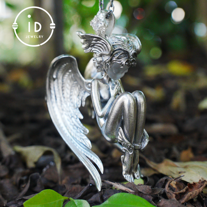 Handmade Angel Figurine Pendants | Gothic Sculpture with Wings | Clear Quartz | Mystical Guardian