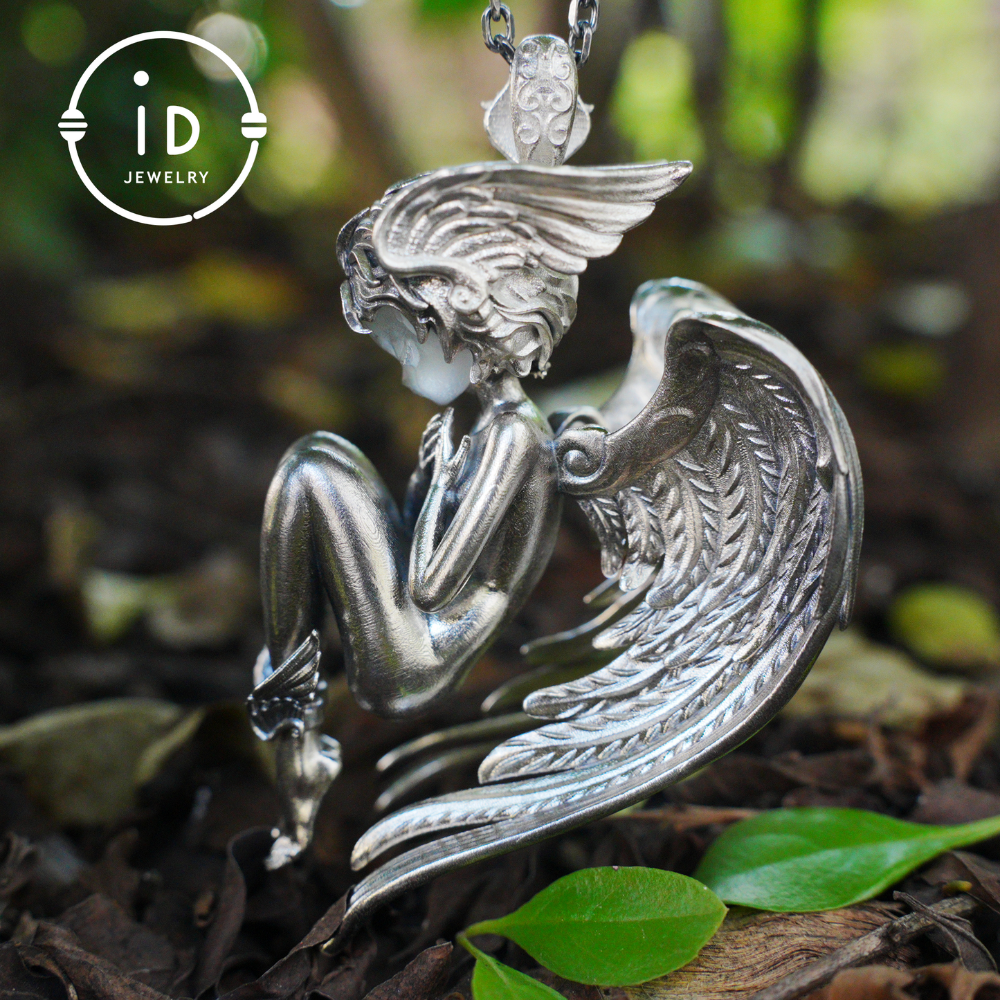Handmade Angel Figurine Pendants | Gothic Sculpture with Wings | Clear Quartz | Mystical Guardian