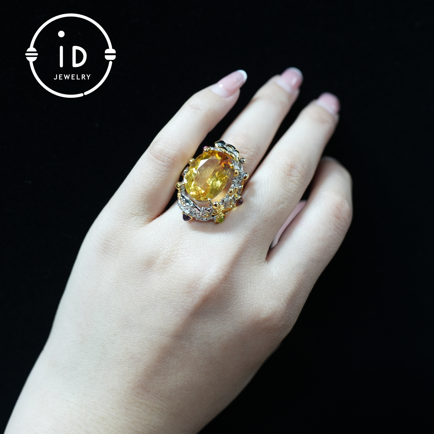 Natural Citrine Ring| Vintage Boho Gemstone Ring| Handmade Jewelry| Luxury Statement Ring| Artistic Design| Gift for Her