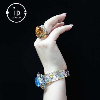 Heart-Shaped Yellow Citrine Ring| Vintage Statement Ring| Luxury Gemstone Jewelry| Engagement Ring| Handmade Gift for Her