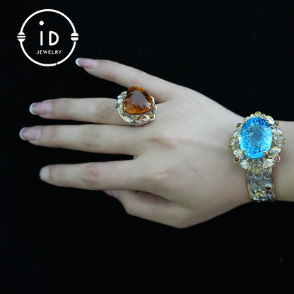 Heart-Shaped Yellow Citrine Ring| Vintage Statement Ring| Luxury Gemstone Jewelry| Engagement Ring| Handmade Gift for Her