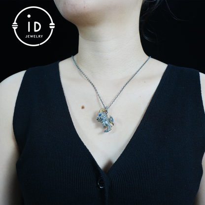 925 Silver Dragon Pendant with Labradorite, Handmade Gothic Necklace , Jewelry Gift for Men Birthday Christmas