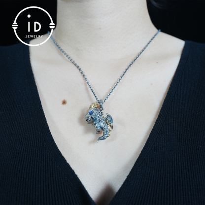 925 Silver Dragon Pendant with Labradorite, Handmade Gothic Necklace , Jewelry Gift for Men Birthday Christmas