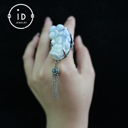 Handmade Jadeite Ring| Mystical Protection Jewelry| Artistic Gemstone Ring| Brave troops-Inspired| Symbol of Fortune