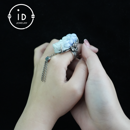 Handmade Jadeite Ring| Mystical Protection Jewelry| Artistic Gemstone Ring| Brave troops-Inspired| Symbol of Fortune