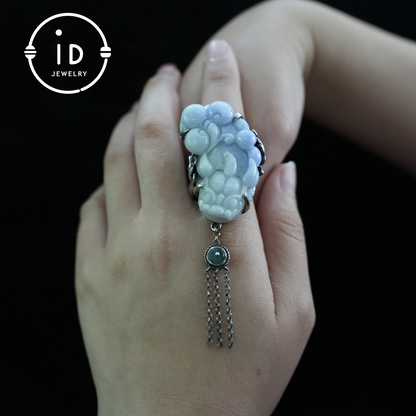 Handmade Jadeite Ring| Mystical Protection Jewelry| Artistic Gemstone Ring| Brave troops-Inspired| Symbol of Fortune