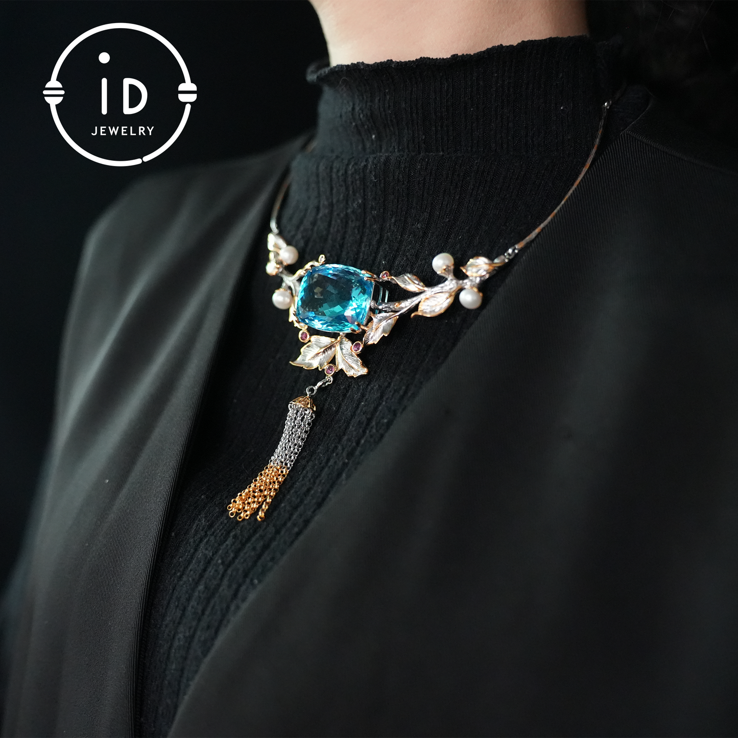 Luxury Natural Topaz Necklace | Handmade Vintage Jewelry | 925 Silver with Gold Plating | Elegant Statement Necklace for Women | Perfect Gift