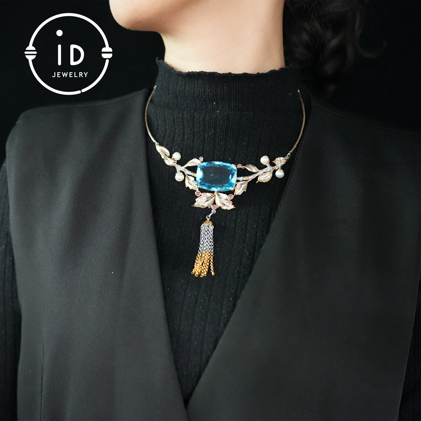 Luxury Natural Topaz Necklace | Handmade Vintage Jewelry | 925 Silver with Gold Plating | Elegant Statement Necklace for Women | Perfect Gift